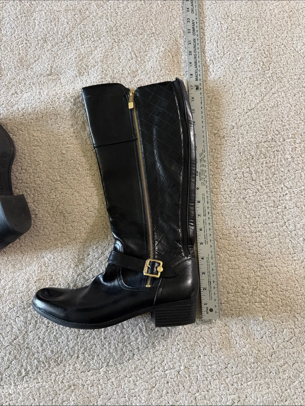 Liz Claiborne Black Quilted Over-the-Knee Riding Boots with Side Zipper 9M